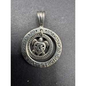 Vtg Ross & Simons Sterling Silver 925 Bali-style Turtle Stay Strong Pendant